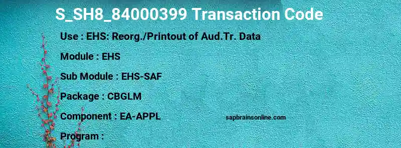 SAP S_SH8_84000399 transaction code