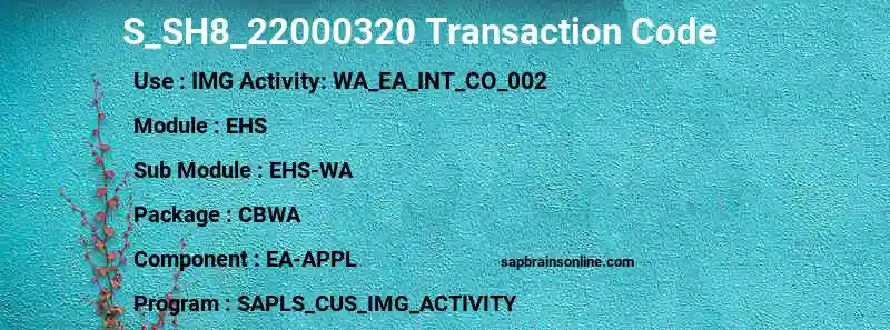 SAP S_SH8_22000320 transaction code
