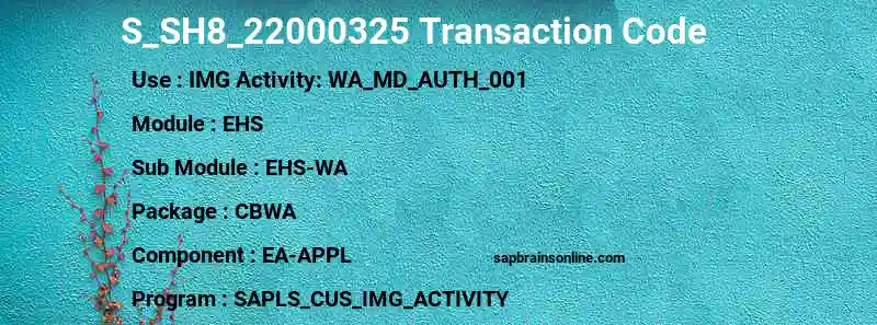 SAP S_SH8_22000325 transaction code