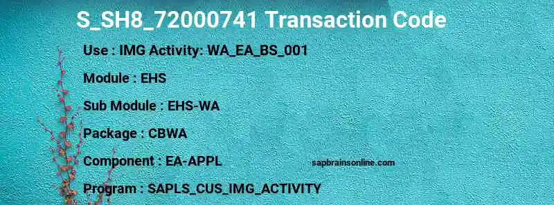SAP S_SH8_72000741 transaction code
