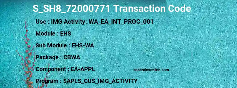 SAP S_SH8_72000771 transaction code