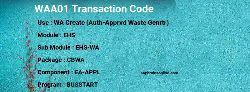 SAP WAA01 transaction code