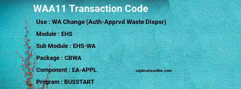 SAP WAA11 transaction code