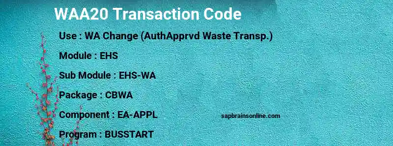 SAP WAA20 transaction code