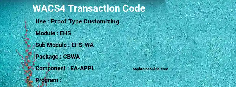 SAP WACS4 transaction code