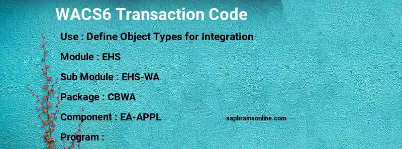 SAP WACS6 transaction code