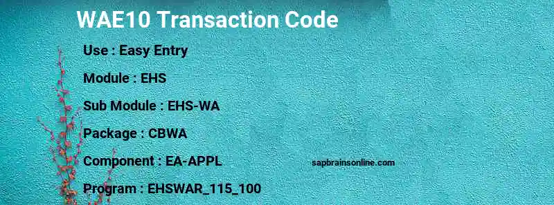 SAP WAE10 transaction code