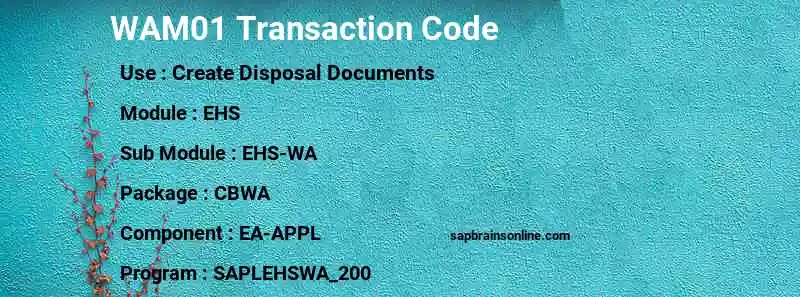 SAP WAM01 transaction code