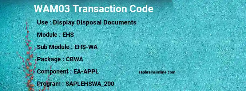 SAP WAM03 transaction code