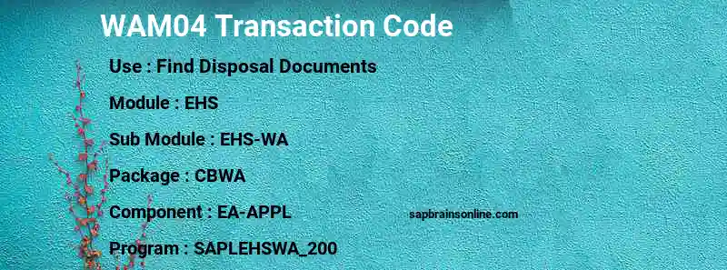 SAP WAM04 transaction code