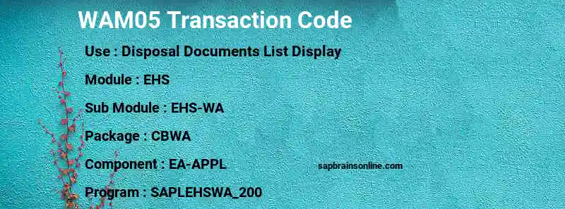 SAP WAM05 transaction code