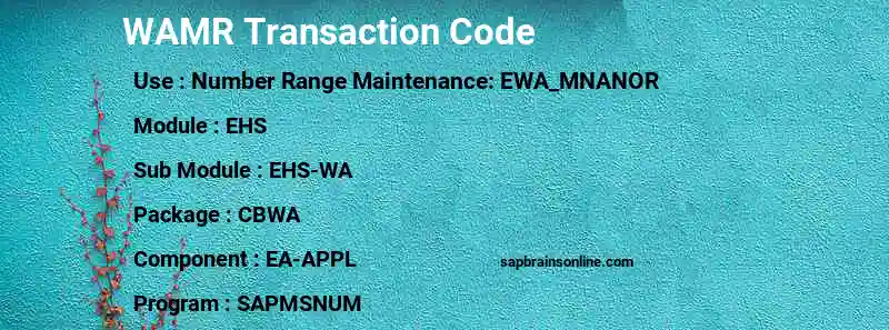 SAP WAMR transaction code