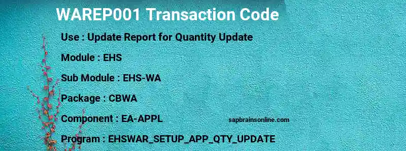 SAP WAREP001 transaction code