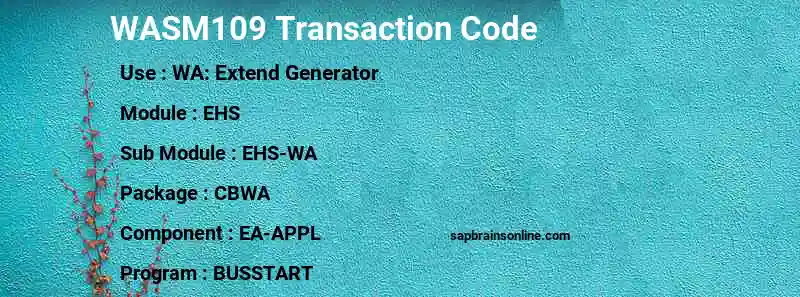 SAP WASM109 transaction code