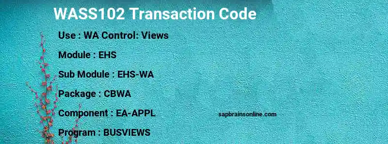 SAP WASS102 transaction code