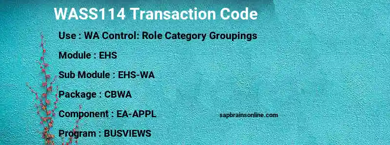 SAP WASS114 transaction code