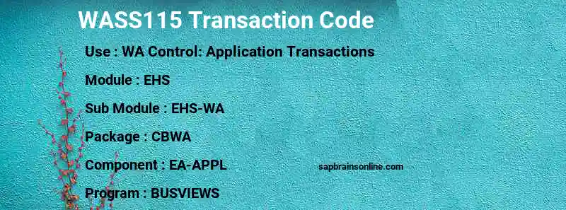 SAP WASS115 transaction code