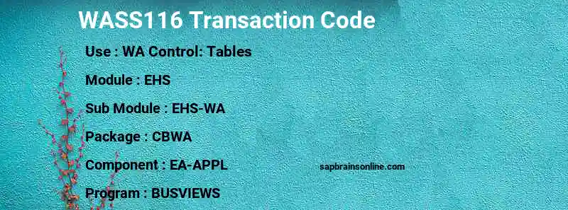 SAP WASS116 transaction code