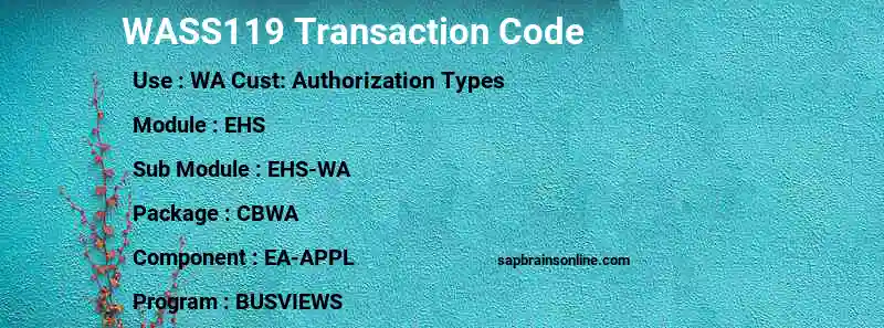 SAP WASS119 transaction code