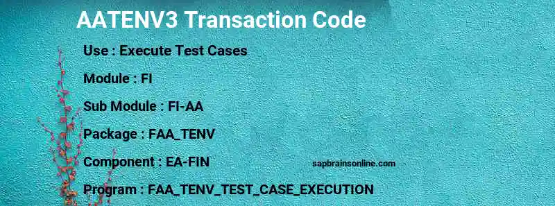 SAP AATENV3 transaction code