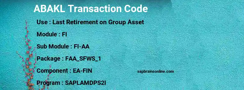SAP ABAKL transaction code