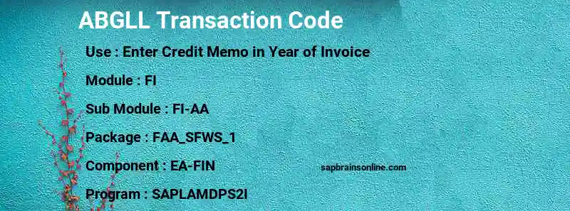 SAP ABGLL transaction code