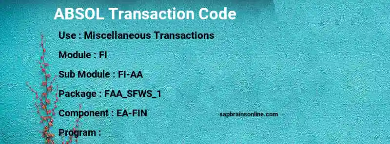 SAP ABSOL transaction code