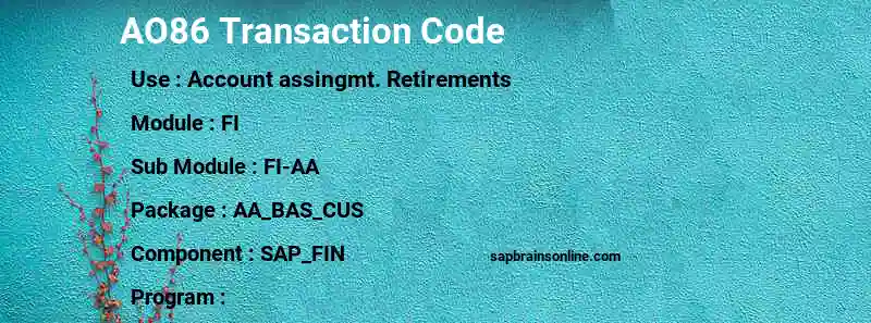 SAP AO86 transaction code