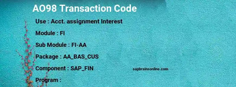 SAP AO98 transaction code