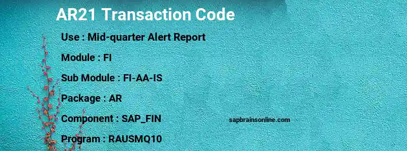 SAP AR21 transaction code