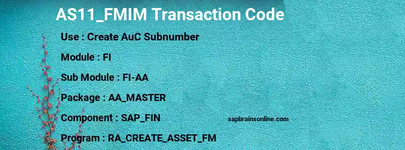 SAP AS11_FMIM transaction code