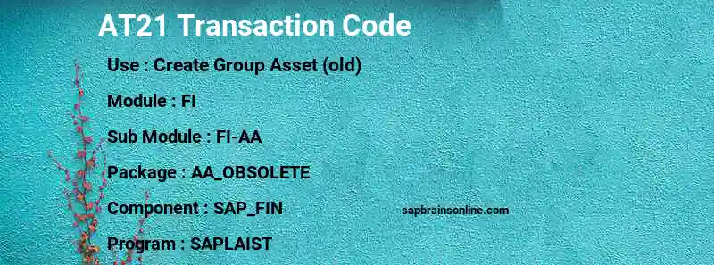 SAP AT21 transaction code