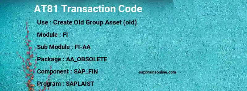 SAP AT81 transaction code