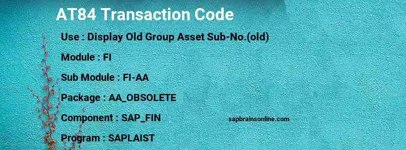 SAP AT84 transaction code