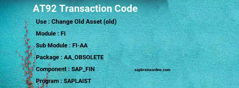 SAP AT92 transaction code