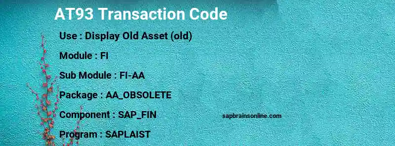 SAP AT93 transaction code