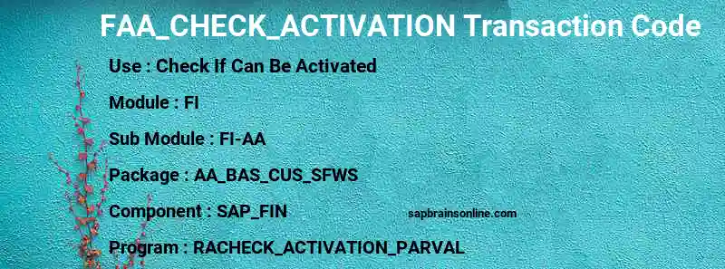 SAP FAA_CHECK_ACTIVATION transaction code