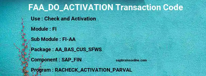 SAP FAA_DO_ACTIVATION transaction code