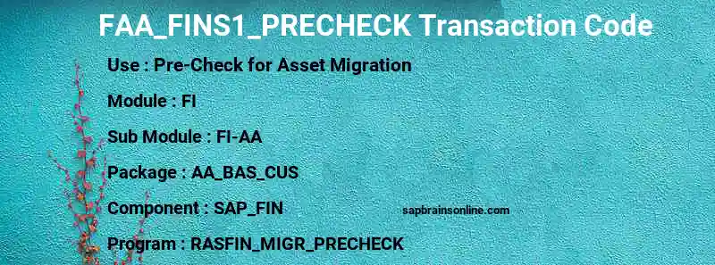 SAP FAA_FINS1_PRECHECK transaction code