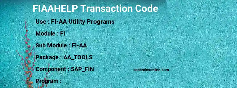 SAP FIAAHELP transaction code