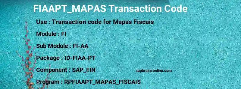 SAP FIAAPT_MAPAS transaction code