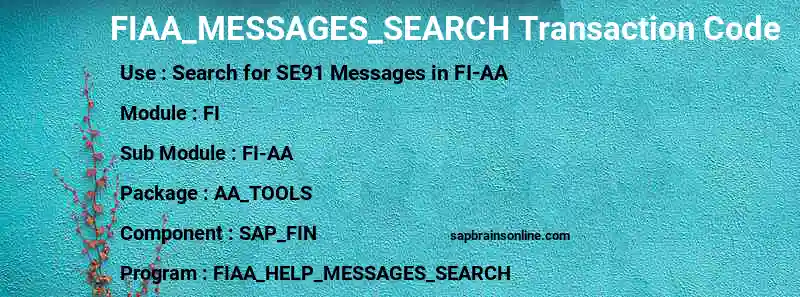 SAP FIAA_MESSAGES_SEARCH transaction code