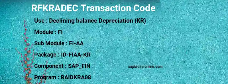 SAP RFKRADEC transaction code