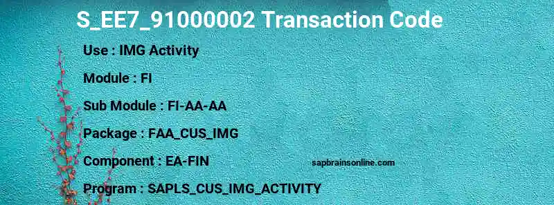 SAP S_EE7_91000002 transaction code