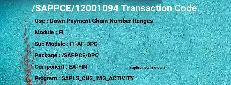 SAP /SAPPCE/12001094 transaction code