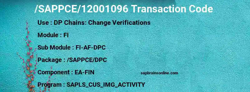 SAP /SAPPCE/12001096 transaction code