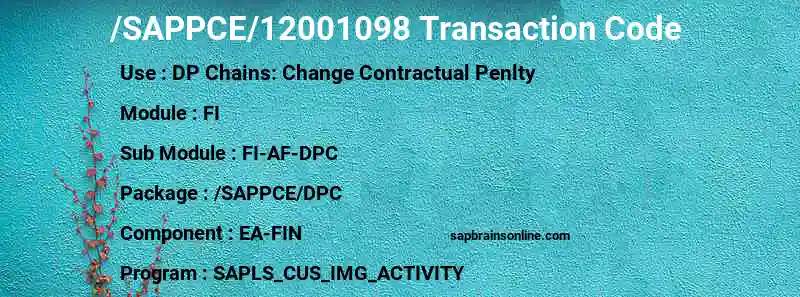 SAP /SAPPCE/12001098 transaction code