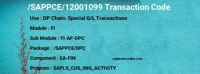 SAP /SAPPCE/12001099 transaction code