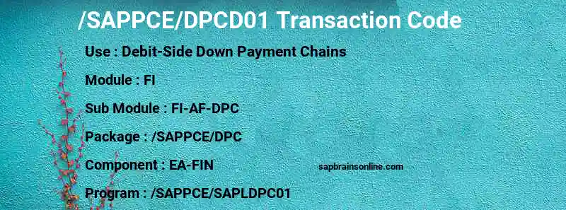 SAP /SAPPCE/DPCD01 transaction code