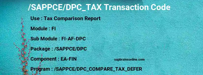 SAP /SAPPCE/DPC_TAX transaction code